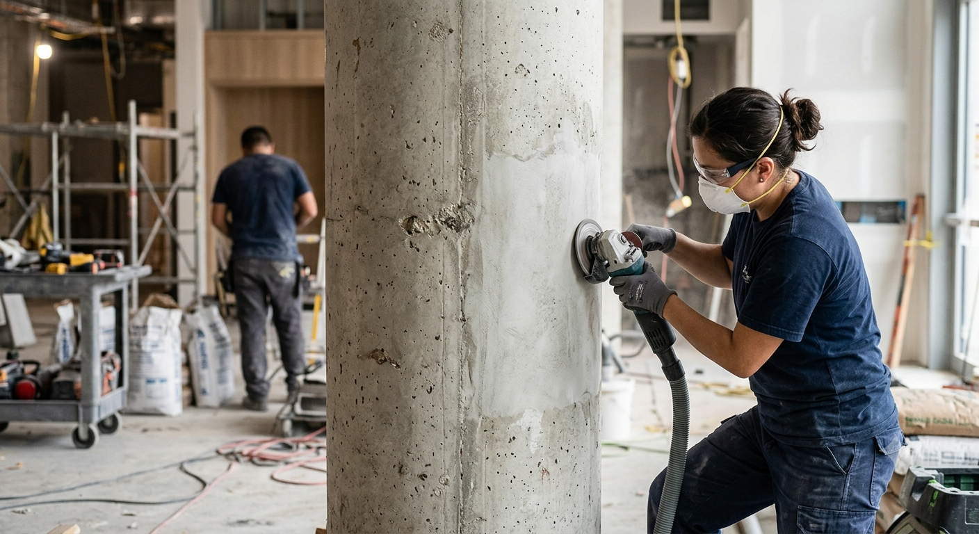 Các bước chuẩn bị và xử lý nền cột trước khi sơn giả gỗ