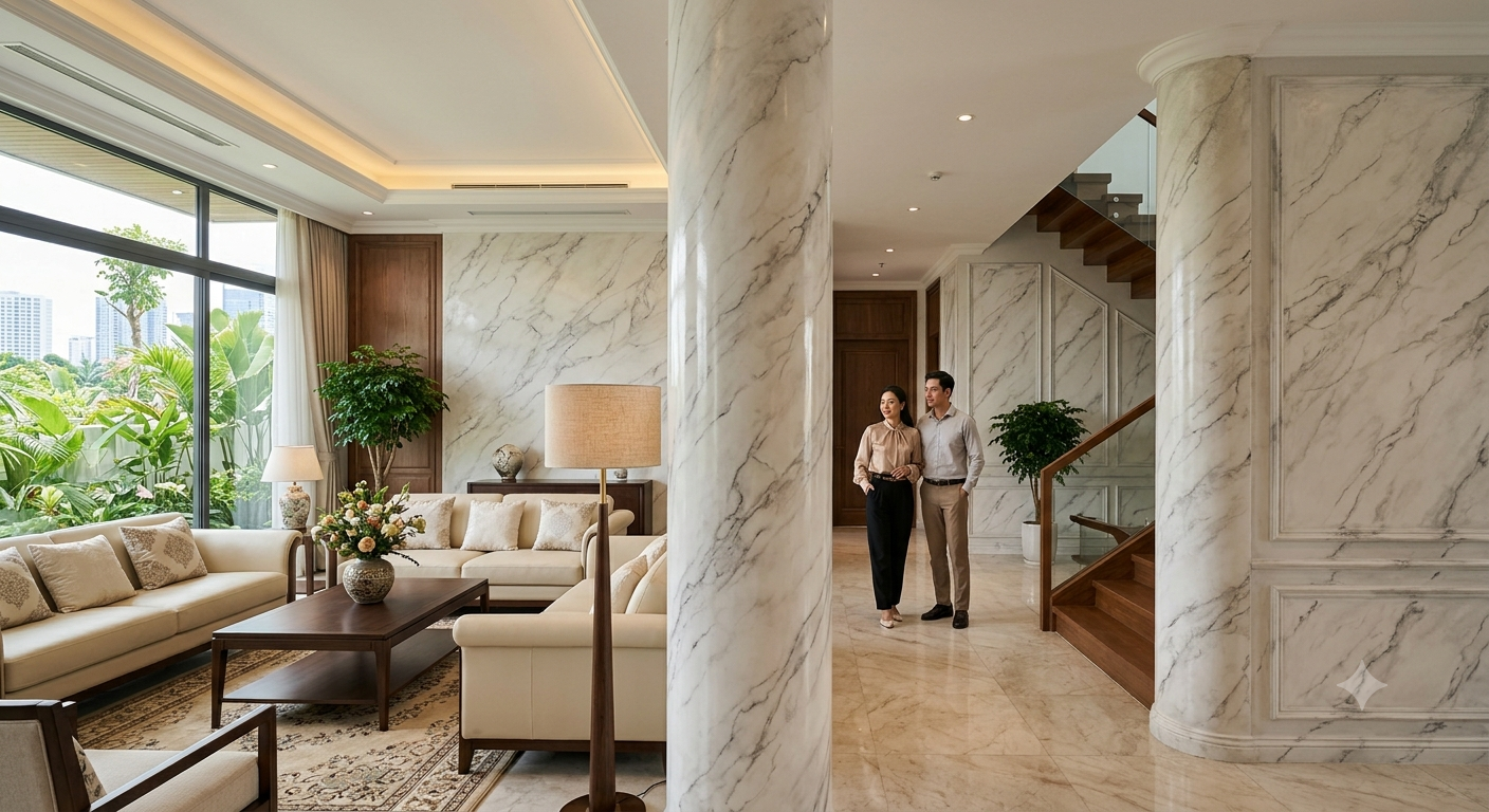 Sơn giả đá cẩm thạch phù hợp với những không gian nào?